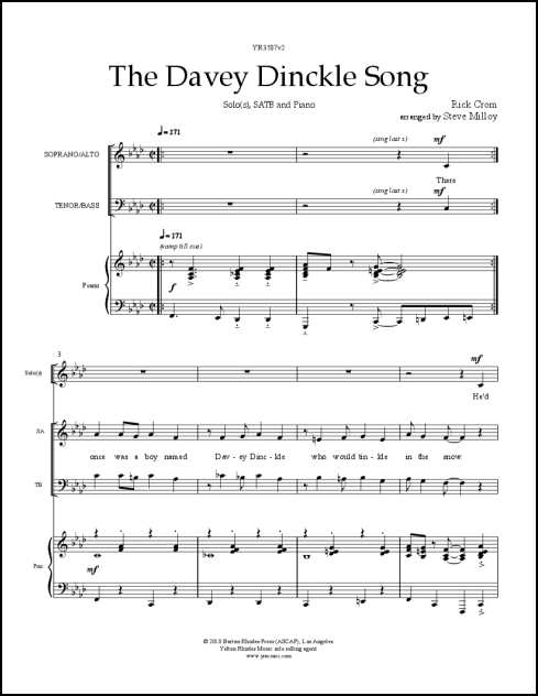 Davey Dinckle Song, The for Solo(s), SATB & piano