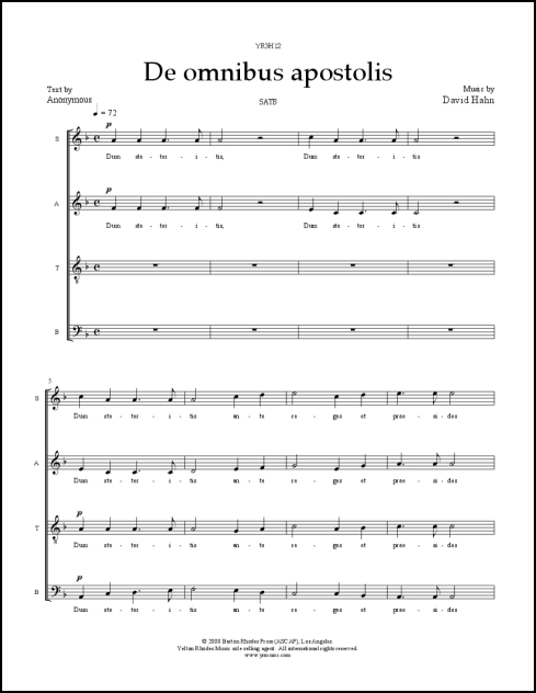 De omnibus apostolis for SATB, a cappella