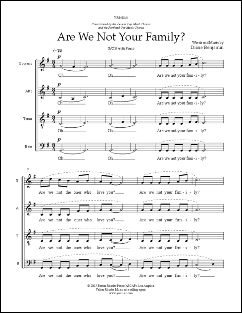 Are We Not Your Family? for SATB, a cappella