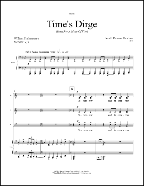 Time's Dirge for SATB & piano