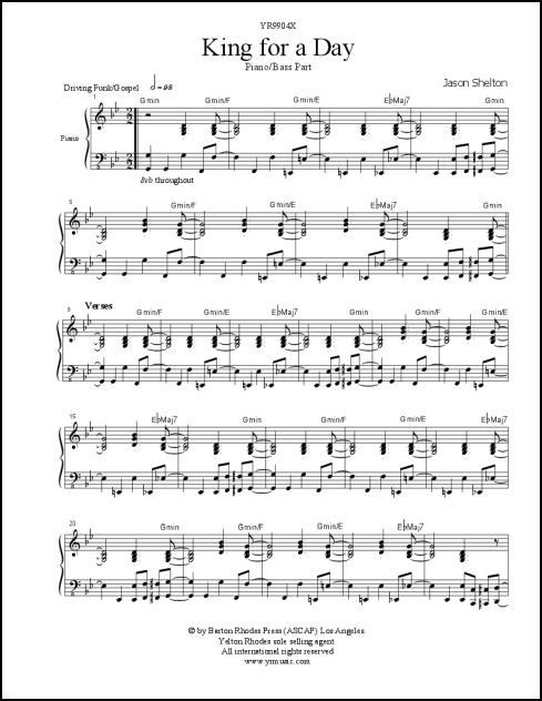 King for a Day for SATB, mezzo solo & piano (optional piano, bass, guitar)