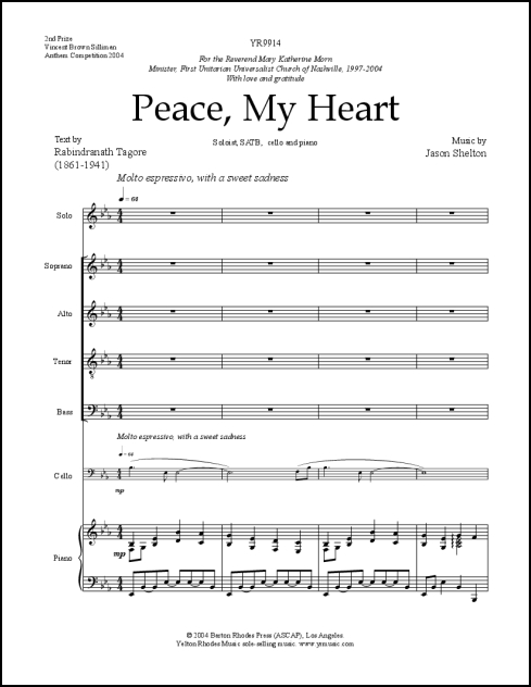 Peace, My Heart for SATB, cello & piano
