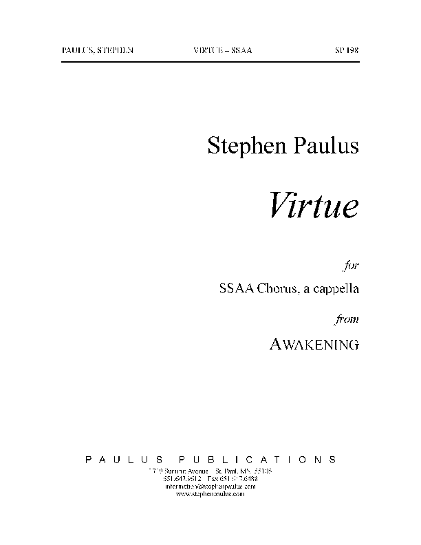 Virtue (from "Awakening") for SSAA Chorus, a cappella
