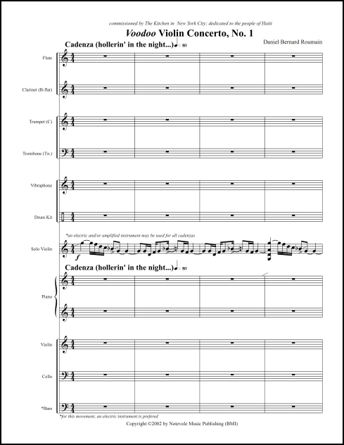 Voodoo Violin Concerto No. 1 for violin & chamber ensemble