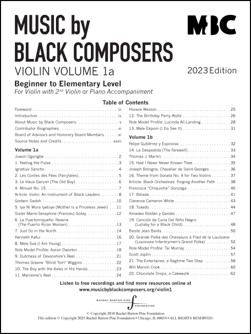 Music by Black Composers: Volume 1a for Violin - Click Image to Close