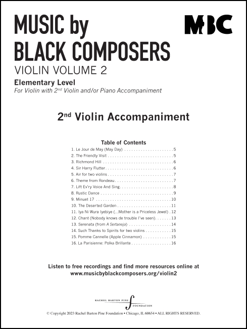 Music by Black Composers: Volume 2 2nd Violin Accompaniment - Click Image to Close