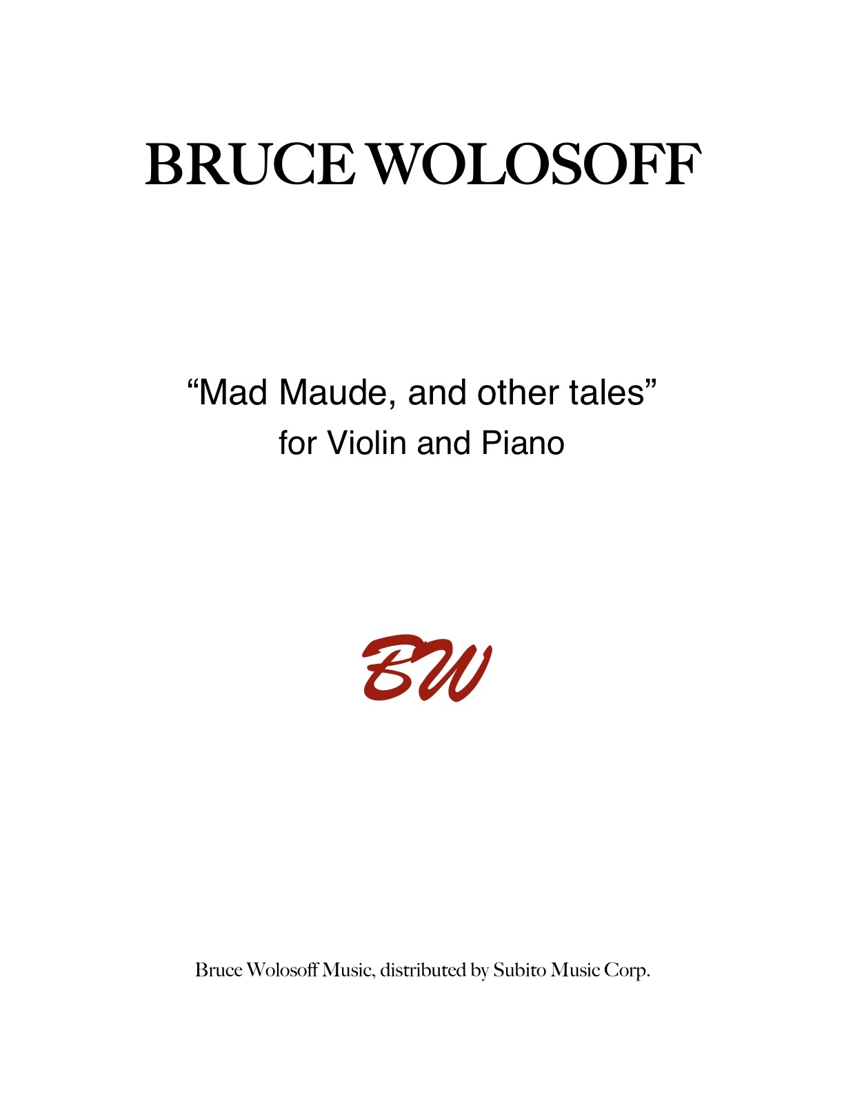 Mad Maude, and Other Tales for violin & piano