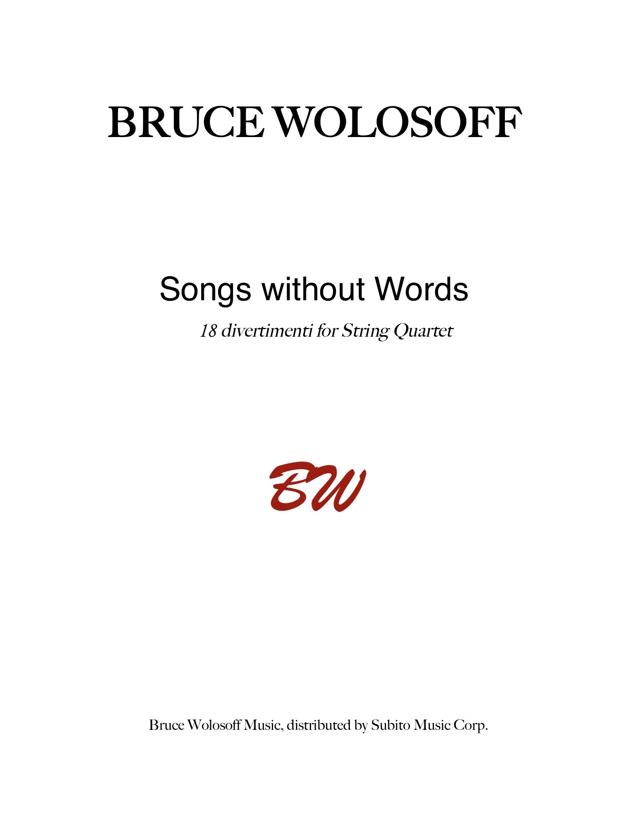 Songs without Words for string quartet - Click Image to Close