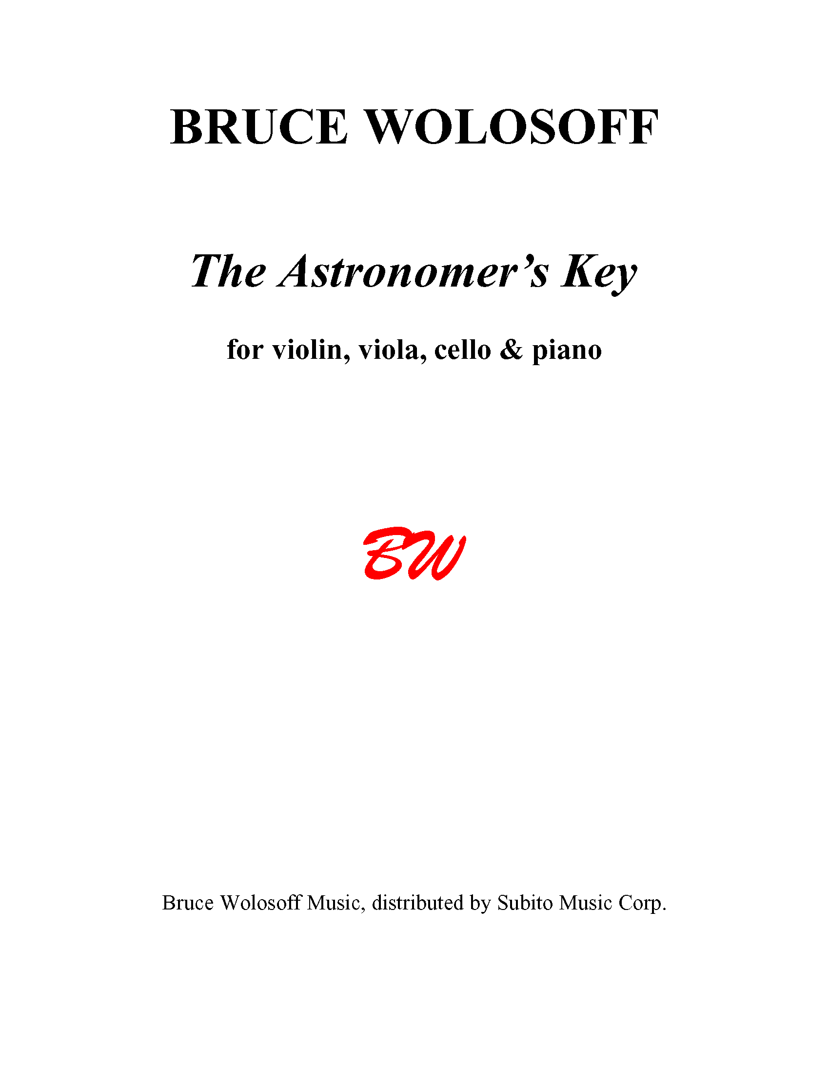 The Astronomer's Key for Violin, Viola, Violoncello & Piano