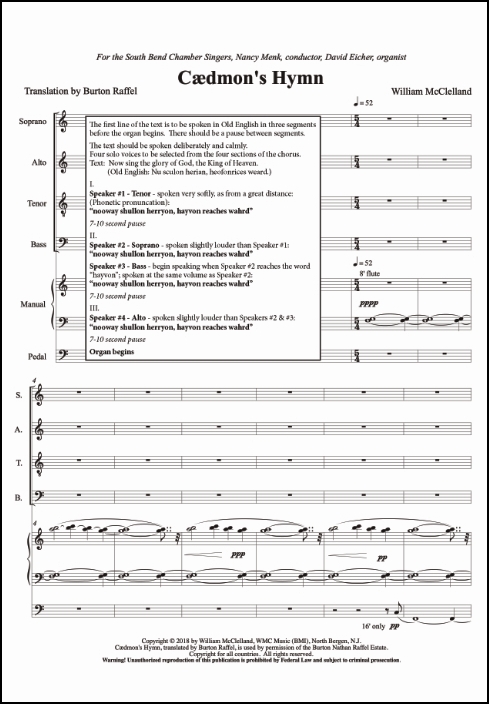 Caedmon's Hymn for SATB Chorus, a cappella