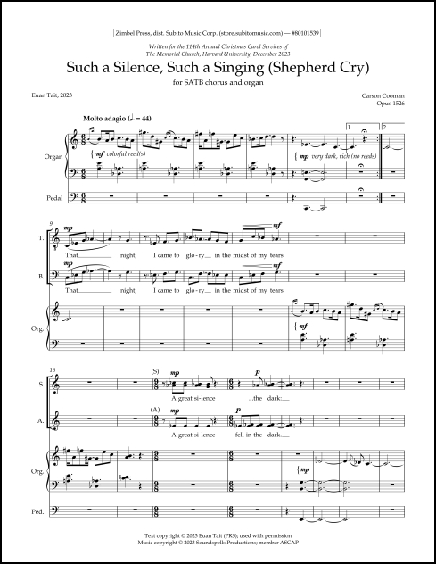 Such a Silence, Such a Singing (Shepherd Cry) for SATB and Organ
