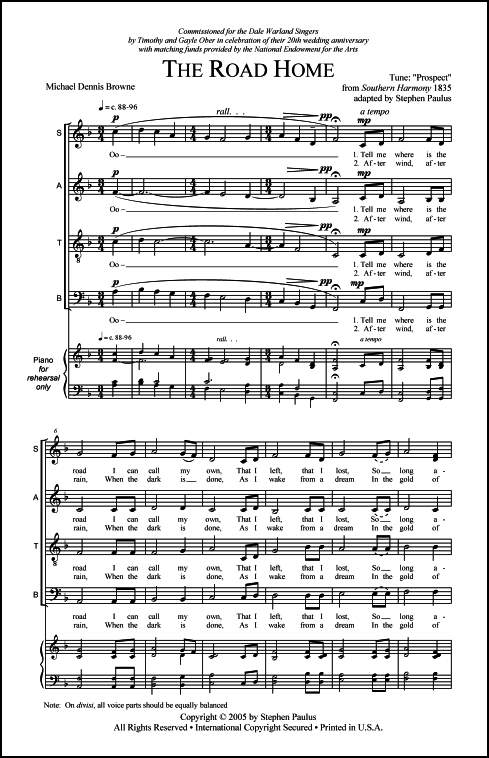 Road Home, The for SATB Chorus, a cappella - Click Image to Close