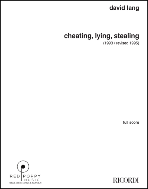 cheating, lying, stealing (study score) for Bass Clarinet, Cello, Piano, Percussion