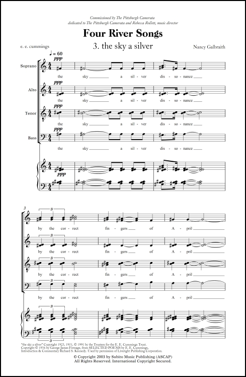 Four River Songs 3. the sky a silver for SATB chorus, a cappella - Click Image to Close
