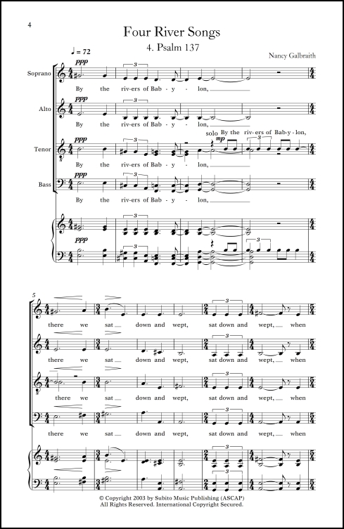 Four River Songs 4. Psalm 137 for SATB chorus, a cappella