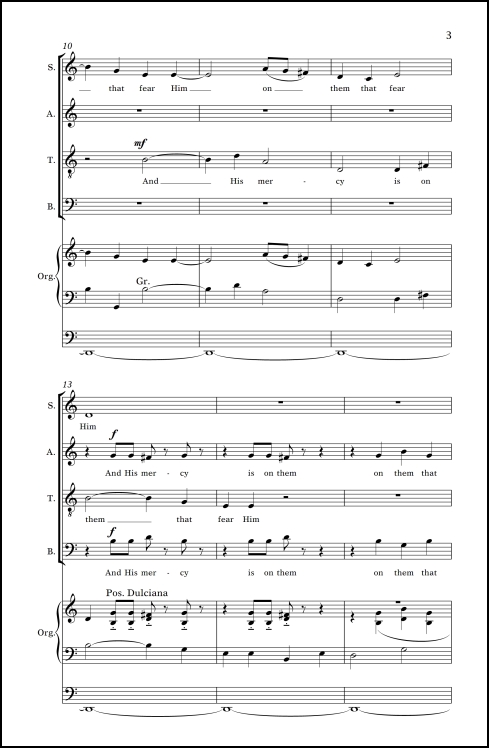 And His Mercy is on Them (from Magnificat ) for SATB chorus (divisi) & organ (or strings & organ)