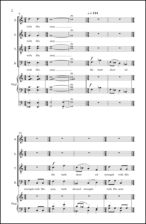 He Hath Showed Strength (from Magnificat ) for SATB chorus (divisi) & organ (or strings & organ) - Click Image to Close
