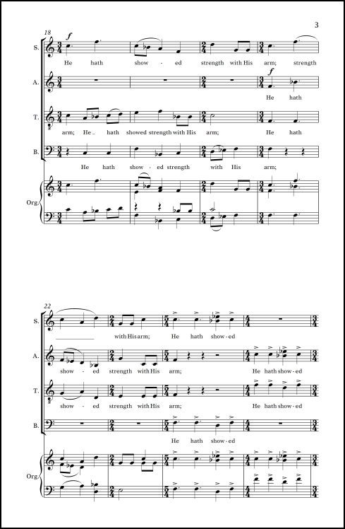 He Hath Showed Strength (from Magnificat ) for SATB chorus (divisi) & organ (or strings & organ) - Click Image to Close