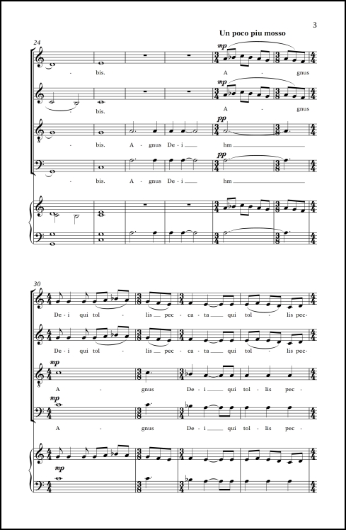 Agnus Dei (adapted from Agnus Dei from Missa Mysteriorum ) for SATB chorus & organ