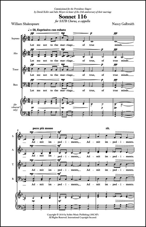 Sonnet 116 for SATB Chorus, a cappella - Click Image to Close