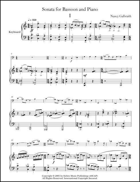 Sonata for bassoon & piano - Click Image to Close