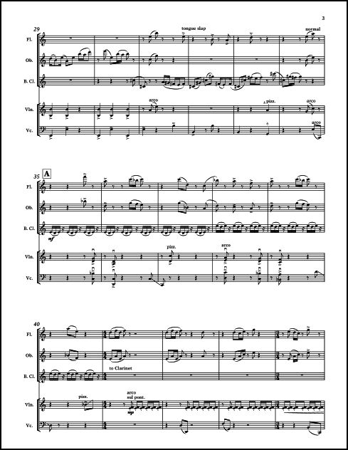 Ruby's Ascent for Flute/Alto Flute, Oboe, Clarinet/Bass Clarinet, Violin & Violoncello