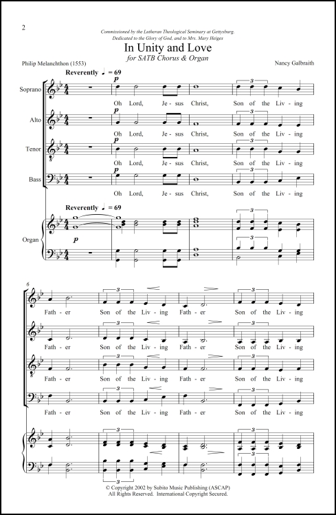In Unity and Love for SATB chorus & organ - Click Image to Close
