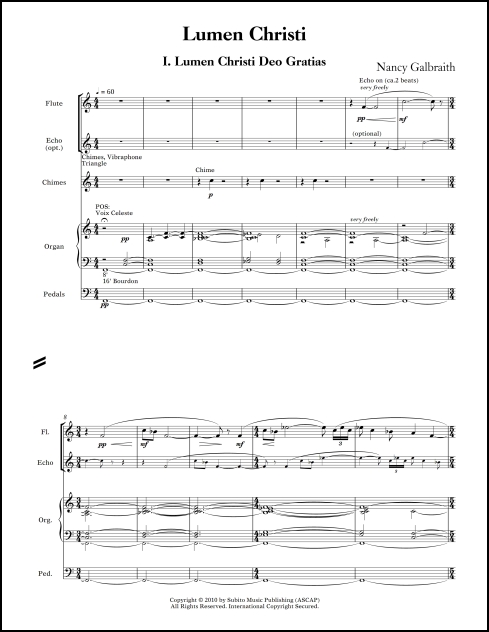 Lumen Christi for SATB chorus, flute, percussion, organ & hand bells - Click Image to Close