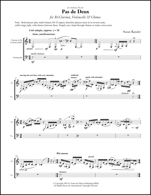 Pas de Deux for clarinet, cello (plus chimes) - Click Image to Close