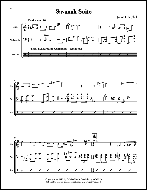 Savanah Suite for Flute, Violoncello & Percussion - Click Image to Close