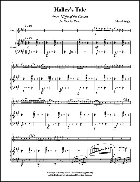 Halley's Tale for flute & piano (or flute & harp)