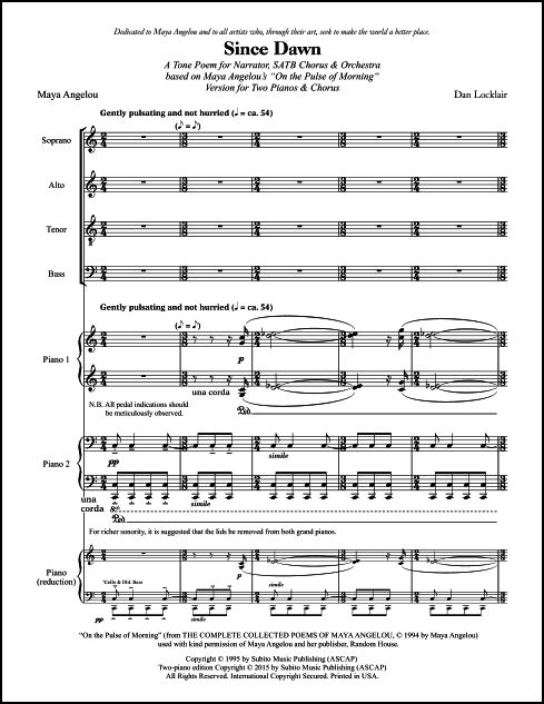 Since Dawn (2 Piano score) for SATB Chorus & 2 Pianos - Click Image to Close