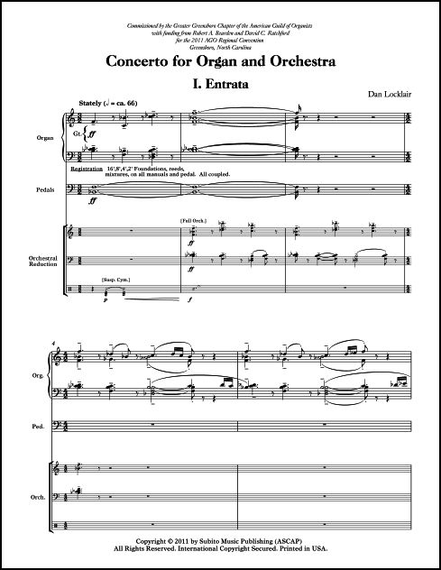 Concerto for Organ and Orchestra Organ Solo with Reduction - Click Image to Close