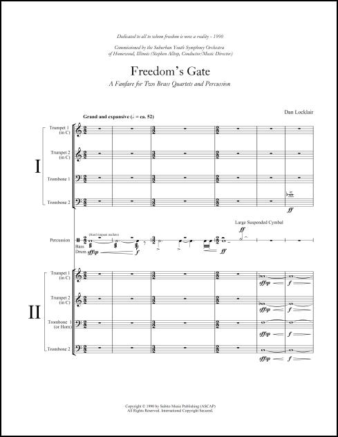 Freedom's Gate a fanfare for two antiphonal brass quartets & percussion - Click Image to Close