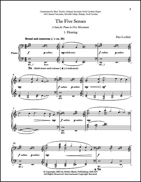 Five Senses, The suite for piano in five movements