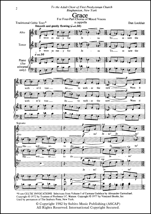 Grace for SATB chorus, a cappella - Click Image to Close