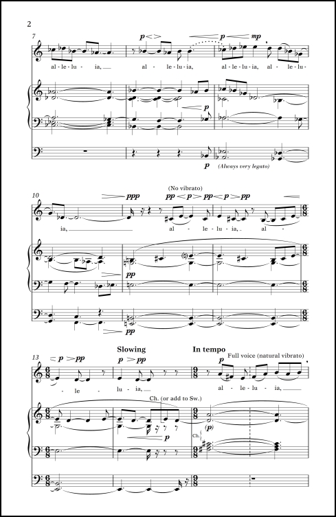 Gentle Alleluias sacred song for unison chorus & organ