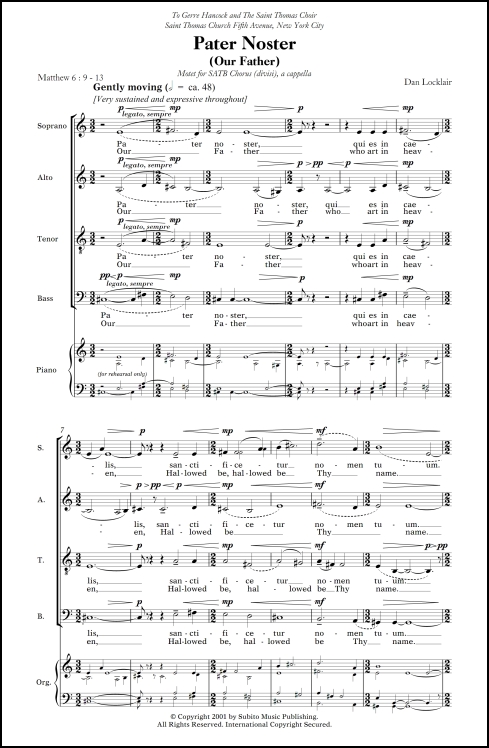 Pater Noster (Our Father) motet for SATB chorus (divisi), a cappella - Click Image to Close