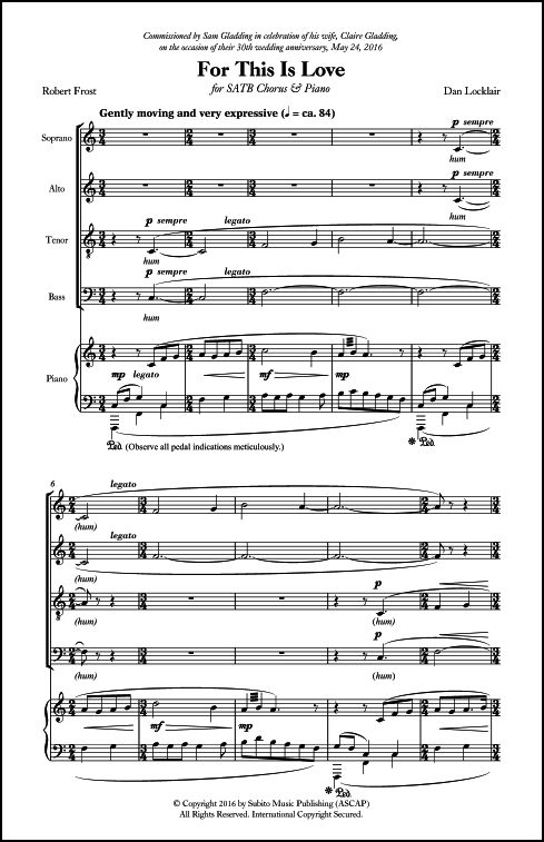 For This Is Love for SATB Chorus & Piano - Click Image to Close