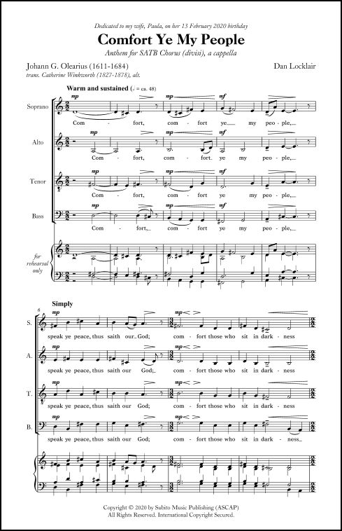 Comfort Ye My People for SATB Chorus (divisi), a cappella