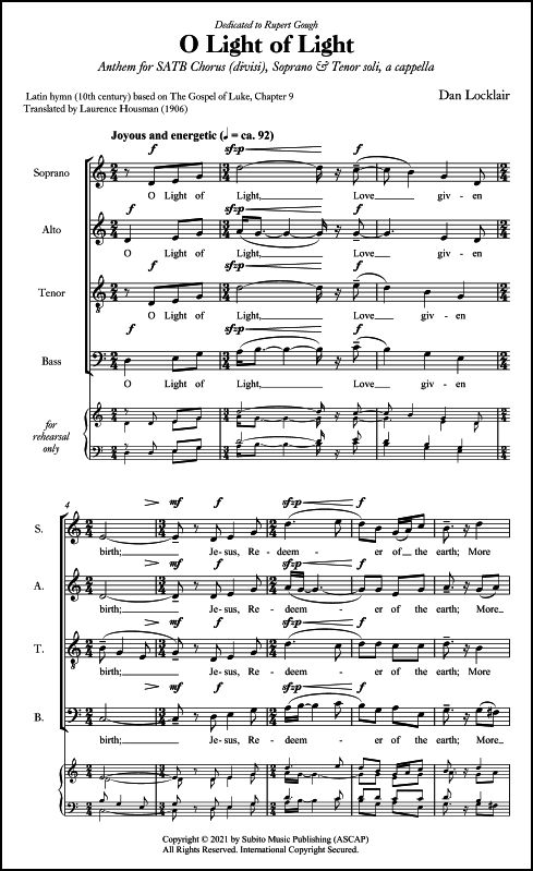 O Light of Light for S,T soli, SATB Chorus, a cappella - Click Image to Close