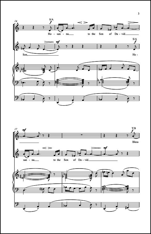 Hosanna to the Son of David for Anthem for Two Unison Choirs & Organ - Click Image to Close
