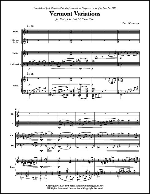 Vermont Variations for Flute, Clarinet & Piano Trio - Click Image to Close
