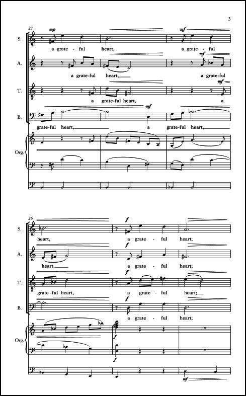 A Grateful Heart (from Three Thanksgiving Anthems) for SATB Chorus & Organ - Click Image to Close