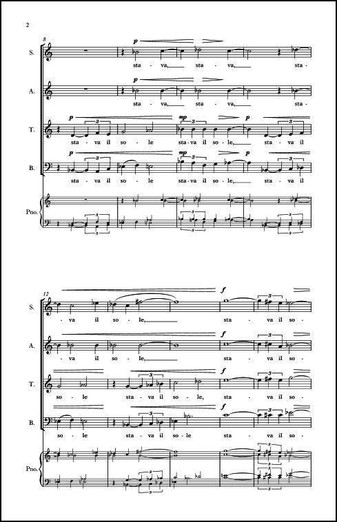 Stava il sole for SATB Chorus, a cappella - Click Image to Close
