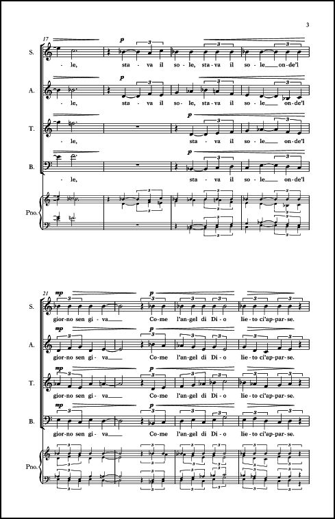 Stava il sole for SATB Chorus, a cappella - Click Image to Close