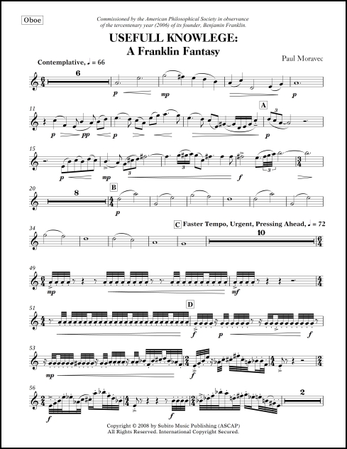 Useful Knowledge: A Franklin Fantasy for baritone & ensemble