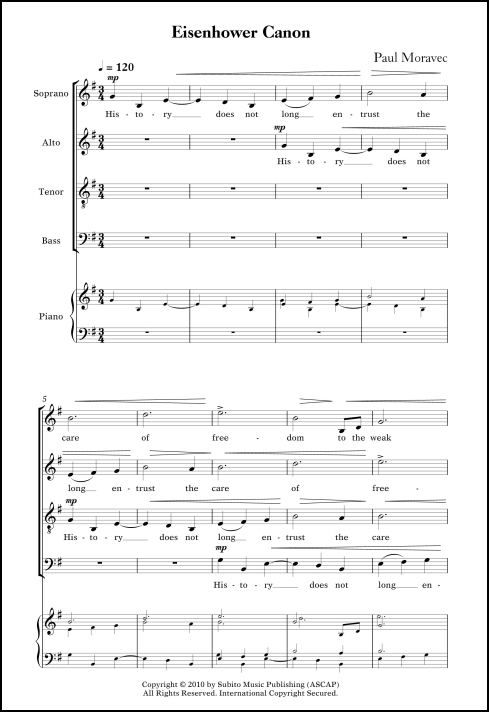 Eisenhower Canon for SATB chorus a cappella - Click Image to Close
