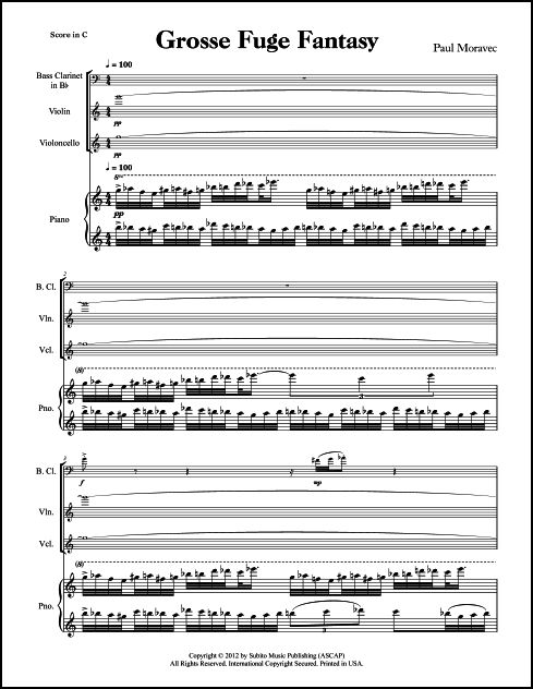 Grosse Fuge Fantasy for Bass Clarinet, Violin, Violoncello & Piano - Click Image to Close
