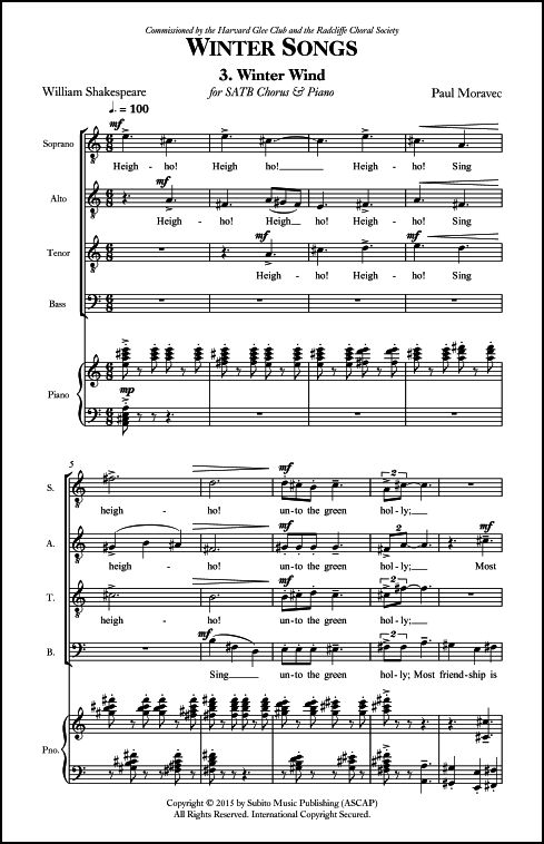 Winter: A Dirge (from Winter Songs) for SSAA Chorus, a cappella